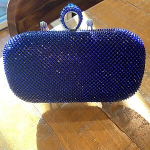 Elegant Blue Crystal Clutch